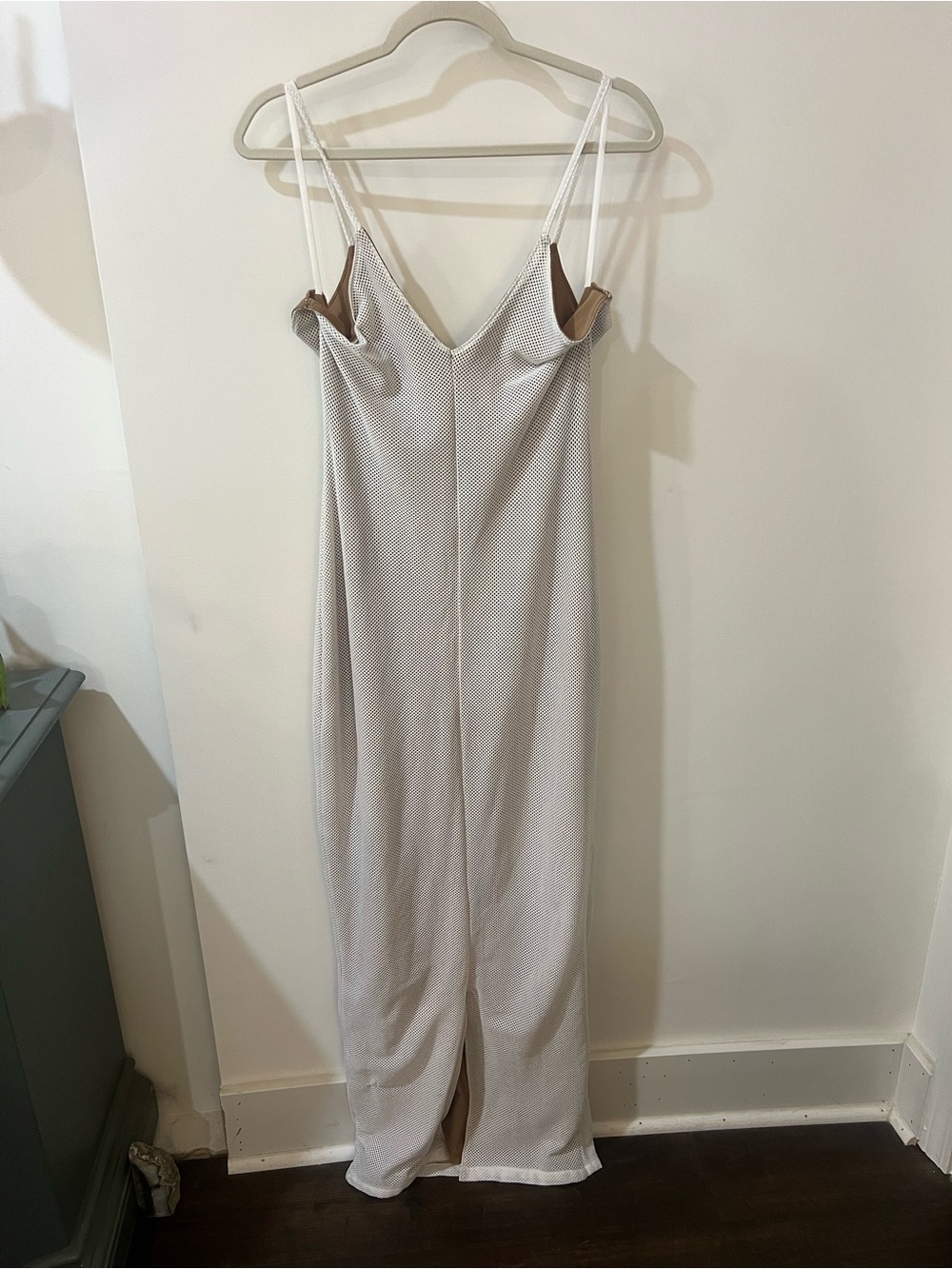 JLUXLABEL White Crochet Overlay Dress with Tan Lining - Picture 5 of 5